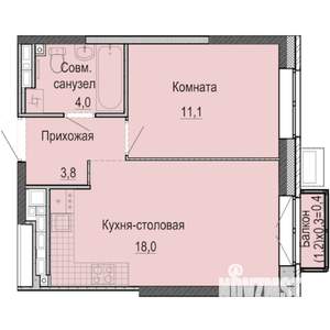 1-к квартира, строящийся дом, 37м2, 15/25 этаж