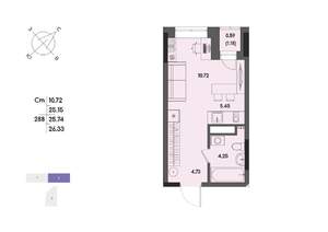 Студия квартира, вторичка, 26м2, 4/17 этаж