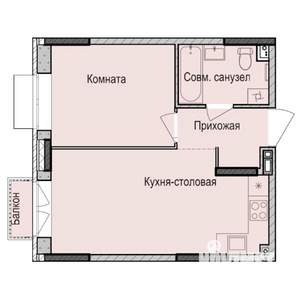 1-к квартира, строящийся дом, 37м2, 6/17 этаж