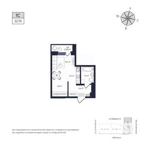 Студия квартира, строящийся дом, 33м2, 8/17 этаж