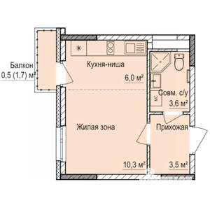 Студия квартира, строящийся дом, 24м2, 9/17 этаж