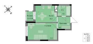 1-к квартира, вторичка, 36м2, 4/17 этаж