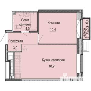 1-к квартира, строящийся дом, 37м2, 23/25 этаж