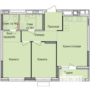 2-к квартира, строящийся дом, 58м2, 16/17 этаж