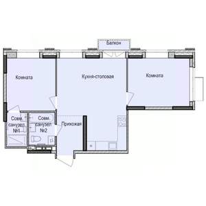 2-к квартира, строящийся дом, 61м2, 5/17 этаж