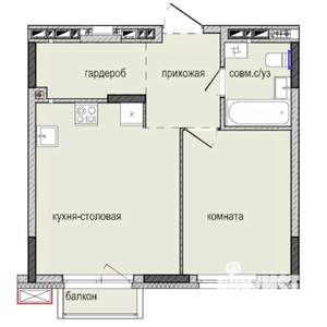 1-к квартира, строящийся дом, 41м2, 3/16 этаж