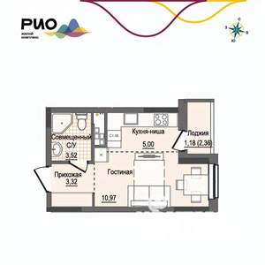 Студия квартира, вторичка, 24м2, 2/17 этаж