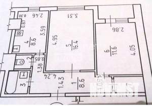 2-к квартира, вторичка, 50м2, 8/10 этаж