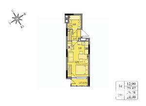Студия квартира, вторичка, 27м2, 15/17 этаж