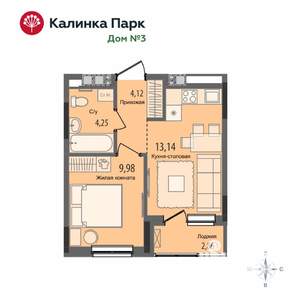 1-к квартира, вторичка, 33м2, 12/17 этаж