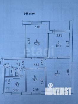 4-к квартира, вторичка, 69м2, 1/9 этаж