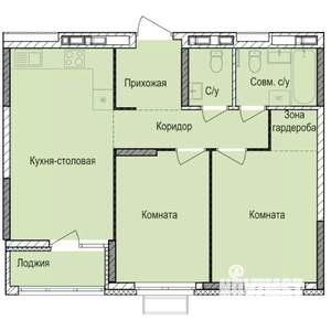 2-к квартира, строящийся дом, 57м2, 12/17 этаж