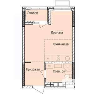 Студия квартира, строящийся дом, 26м2, 7/17 этаж