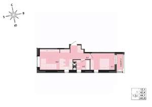 1-к квартира, строящийся дом, 44м2, 3/17 этаж