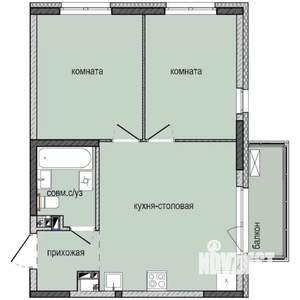 2-к квартира, строящийся дом, 50м2, 7/16 этаж