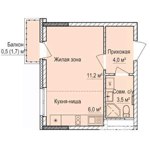 Студия квартира, строящийся дом, 25м2, 5/17 этаж