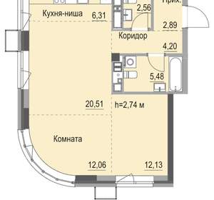 Студия квартира, вторичка, 66м2, 5/23 этаж