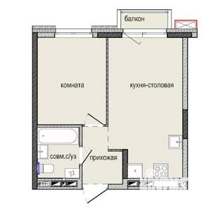 1-к квартира, строящийся дом, 35м2, 2/16 этаж