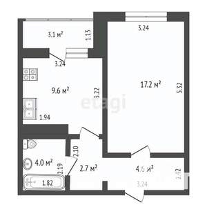 1-к квартира, вторичка, 39м2, 8/17 этаж