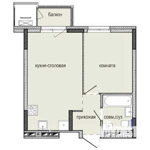 1-к квартира, строящийся дом, 36м2, 6/16 этаж