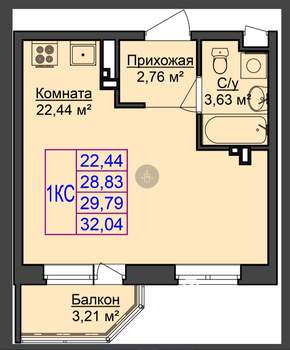 Студия квартира, вторичка, 32м2, 6/18 этаж
