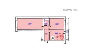 2-к квартира, строящийся дом, 71м2, 3/5 этаж