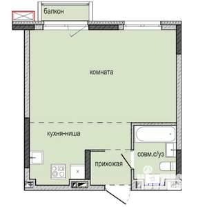Студия квартира, строящийся дом, 38м2, 2/16 этаж