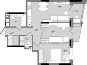 2-к квартира, вторичка, 67м2, 9/16 этаж
