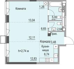 Студия квартира, вторичка, 64м2, 4/23 этаж