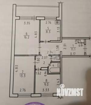 3-к квартира, вторичка, 64м2, 8/12 этаж