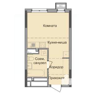 Студия квартира, строящийся дом, 26м2, 2/17 этаж