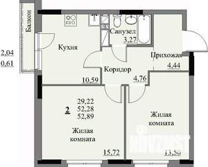 2-к квартира, строящийся дом, 54м2, 11/17 этаж