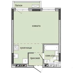 Студия квартира, строящийся дом, 33м2, 13/16 этаж