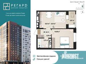 2-к квартира, вторичка, 39м2, 13/17 этаж