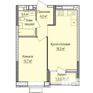 1-к квартира, строящийся дом, 39м2, 10/17 этаж