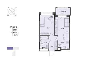 2-к квартира, вторичка, 41м2, 2/17 этаж