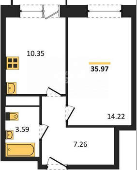1-к квартира, сданный дом, 34м2, 3/17 этаж