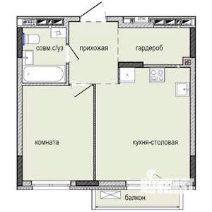 1-к квартира, строящийся дом, 41м2, 7/16 этаж