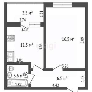 1-к квартира, вторичка, 37м2, 15/17 этаж
