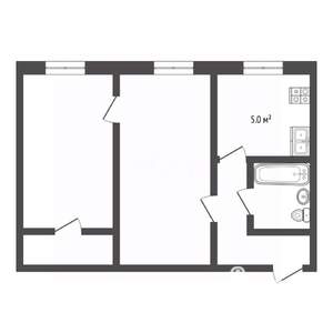 2-к квартира, вторичка, 45м2, 1/4 этаж