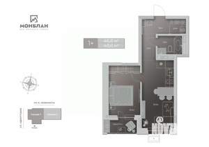 2-к квартира, сданный дом, 49м2, 7/17 этаж