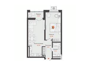 1-к квартира, строящийся дом, 45м2, 6/16 этаж