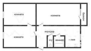 3-к квартира, вторичка, 66м2, 2/5 этаж