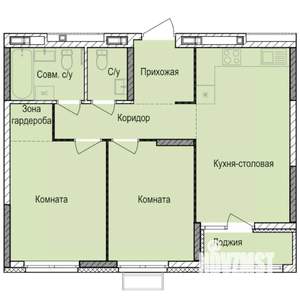2-к квартира, строящийся дом, 58м2, 8/17 этаж