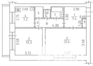 2-к квартира, вторичка, 61м2, 5/9 этаж