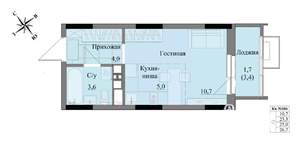Студия квартира, вторичка, 25м2, 8/17 этаж
