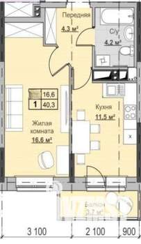 1-к квартира, вторичка, 40м2, 12/18 этаж