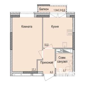 1-к квартира, строящийся дом, 35м2, 14/14 этаж