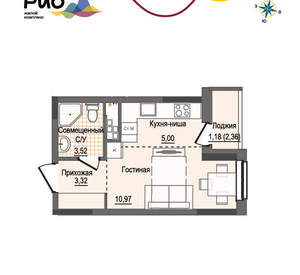 Студия квартира, вторичка, 24м2, 4/17 этаж