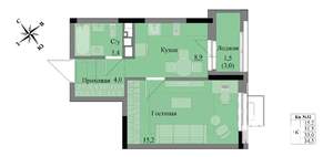 1-к квартира, вторичка, 33м2, 3/17 этаж